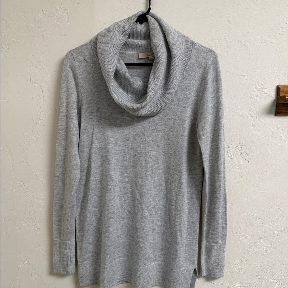 LOFT Light Gray Cowl Neck Sweater
